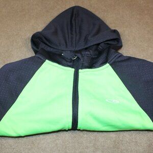 Champion Kids Jacket - Black and Green Hoodie Size 7-8 Pockets
